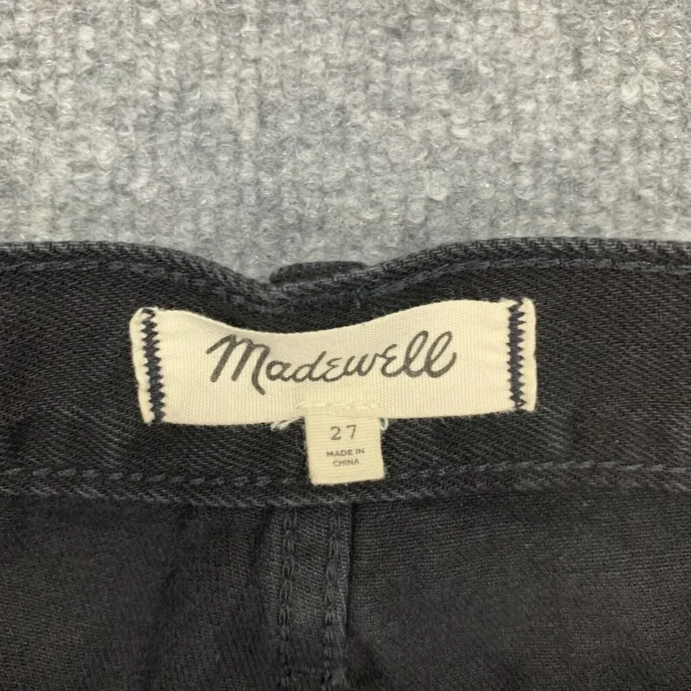 Madewell McCarren Denim Mini Skirt Womens 27 Black Wash Cotton Pockets Raw Hem
